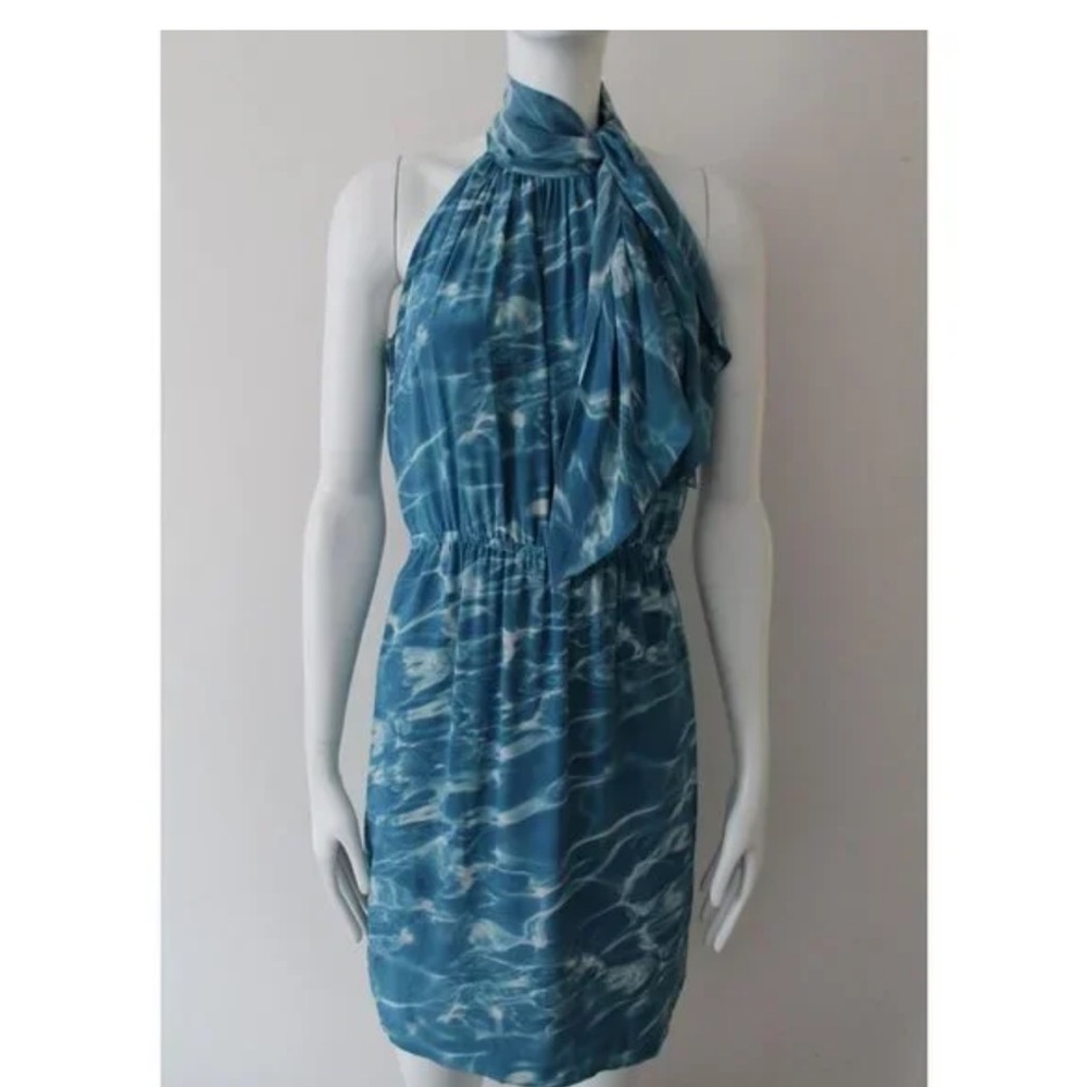 AKRIS PUNTO blue white elegant dress